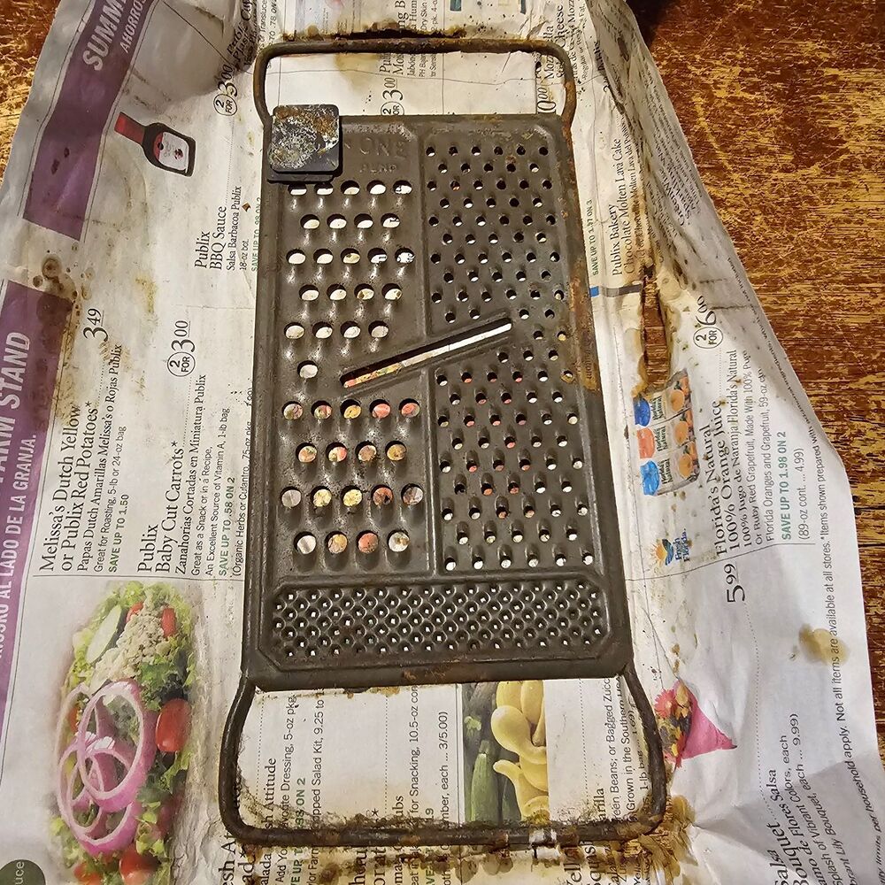 Vintage All-In-One Metal Flat Grater/Zester w/ Handles, Rectangle 30 cm